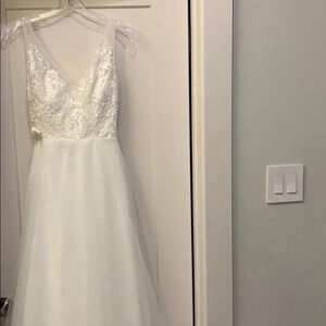 Wedding Dress Beaded Long Embellished Ivory Sz 8 New